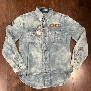 Affliction woman Light Blue Casual Shirt